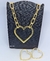 Kit Gargantilha e Brinco Colar Corrente Elo Grossa Coração Mosquetão Grande Folheado Ouro 18K Dourado Brinco Antialérgico Moda - Store LVO