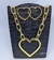 Kit Gargantilha e Brinco Colar Corrente Elo Grossa Coração Mosquetão Grande Folheado Ouro 18K Dourado Brinco Antialérgico Moda