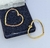 Kit Gargantilha e Brinco Colar Corrente Elo Grossa Coração Mosquetão Grande Folheado Ouro 18K Dourado Brinco Antialérgico Moda