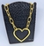 Imagem do Kit Gargantilha e Brinco Colar Corrente Elo Grossa Coração Mosquetão Grande Folheado Ouro 18K Dourado Brinco Antialérgico Moda