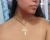 Kit Colar e Brincos Feminino Corrente Elo Português Grossa com Pingente Laço Delicado Folheado Ouro Dourado Luxo - Store LVO