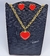 Kit Colar e Pulseira Corrente Elo Português Folheado Ouro com Pingente Coração Love Vermelho Presente para Mulheres Lembrançinha - loja online