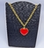 Kit Colar e Pulseira Corrente Elo Português Folheado Ouro com Pingente Coração Love Vermelho Presente para Mulheres Lembrançinha - Store LVO