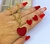 Kit Colar e Pulseira Corrente Elo Português Folheado Ouro com Pingente Coração Love Vermelho Presente para Mulheres Lembrançinha