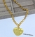 Imagem do Kit Colar e Pulseira Corrente Elo Português Folheado Ouro com Pingente Coração Love Vermelho Presente para Mulheres Lembrançinha