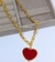 Kit Colar e Pulseira Corrente Elo Português Folheado Ouro com Pingente Coração Love Vermelho Presente para Mulheres Lembrançinha - loja online
