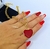 Kit Colar e Pulseira Corrente Elo Português Folheado Ouro com Pingente Coração Love Vermelho Presente para Mulheres Lembrançinha