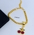 Kit Colar e Pulseira Feminino Corrente elo Malha dupla Veneziana Grossa Com Pingente Cereja Cravejado Lançamento Tendência Moda na internet