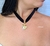 Imagem do Gargantilha Choker Fita Larga Camurça Preto com Pingente Coração Liso Grande Folheado Ouro Dourado Luxo Moda Tendência