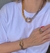 Kit Colar e Pulseira Corrente Veneziana Elo Duplo Mix Nó Folheado Ouro Dourado com Prata Inspiração Blogueira Moda Presente