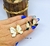 Kit Conjunto Colar e Brincos Corrente Grossa com Pingente Borboleta Resinado Preto Branco Folheado Ouro Luxo Tendência Moda - Store LVO