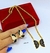 Kit Conjunto Colar e Brincos Corrente Grossa com Pingente Borboleta Resinado Preto Branco Folheado Ouro Luxo Tendência Moda na internet