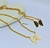 Kit Conjunto Colar e Brincos Corrente Grossa com Pingente Borboleta Resinado Preto Branco Folheado Ouro Luxo Tendência Moda
