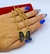Imagem do Kit Conjunto Colar e Brincos Corrente Grossa com Pingente Borboleta Resinado Preto Branco Folheado Ouro Luxo Tendência Moda
