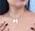 Imagem do Kit Conjunto Colar e Brincos Corrente Grossa com Pingente Borboleta Resinado Preto Branco Folheado Ouro Luxo Tendência Moda