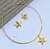 Kit Colar e Brincos Elo Aro Rígido Liso com Pingente Estrela do Mar Folheado Ouro Dourado Par de Brinco anti-alérgico Moda Tendência - loja online