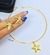 Kit Colar e Brincos Elo Aro Rígido Liso com Pingente Estrela do Mar Folheado Ouro Dourado Par de Brinco anti-alérgico Moda Tendência - comprar online