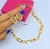 Imagem do Kit Colar e Brincos Feminino Corrente Elo Quadrado retangular Folheado Ouro Luxo Par de Brinco Anti alérgico Moda
