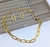 Kit Colar e Brincos Feminino Corrente Elo Quadrado retangular Folheado Ouro Luxo Par de Brinco Anti alérgico Moda - comprar online