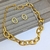 Kit Colar Choker e Brincos Feminino Corrente Elos Grosso Oval Folheado Ouro Luxo Conjunto Par de Brinco Antialérgico Presente Moda - loja online