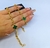 Kit Colar e Brincos Flor Trevo Verde Esmeralda Conjunto Par de Brinco Antialérgico Corrente Elo Português Folheado Ouro Blogueira Moda
