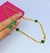 Imagem do Kit Colar e Brincos Flor Trevo Verde Esmeralda Conjunto Par de Brinco Antialérgico Corrente Elo Português Folheado Ouro Blogueira Moda