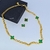 Kit Colar e Brincos Flor Trevo Verde Esmeralda Conjunto Par de Brinco Antialérgico Corrente Elo Português Folheado Ouro Blogueira Moda na internet
