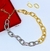 Colar Choker Feminino Corrente elos Grandes Folheado Ouro Mix Dourado com Prata Luxo Lançamento Tendência Moda Feminina