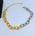 Colar Choker Feminino Corrente elos Grandes Folheado Ouro Mix Dourado com Prata Luxo Lançamento Tendência Moda Feminina - loja online
