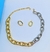 Imagem do Colar Choker Feminino Corrente elos Grandes Folheado Ouro Mix Dourado com Prata Luxo Lançamento Tendência Moda Feminina