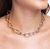 Colar Choker Feminino Corrente elos Grandes Folheado Ouro Mix Dourado com Prata Luxo Lançamento Tendência Moda Feminina na internet