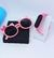 Kit Relógio Infantil Bracelete Silicone Prova água + Óculos de Sol Gatinho Gato laço flexível Moda Blogueira