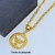 Imagem do Kit Conjunto Colar e Brincos Feminino Corrente Elos Português com Pingente Medalha Redonda Divino Espírito santo Abençoada Folheado Ouro