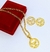 Imagem do Kit Conjunto Colar e Brincos Feminino Corrente Elos Português com Pingente Medalha Redonda Divino Espírito santo Abençoada Folheado Ouro