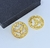 Imagem do Kit Conjunto Colar e Brincos Feminino Corrente Elos Português com Pingente Medalha Redonda Divino Espírito santo Abençoada Folheado Ouro