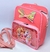 Mochila Infantil de Costa Pequena Bolsa com Bolso Gel Ziper Pricesas Disney Babrie Laço Glitter Passeio Presente