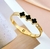 Imagem do Pulseira Bracelete Dourado Feminino Liso com Pingente pedras cravejado zircônias Flor 4 Folhas Trevo Luxo Lançamento Moda