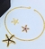 Kit Colar choker aro Liso + Par de Brincos Estrela do mar Antialérgico Folheado Ouro Dourado Luxo Preto Inspiraçao Blogueira luxo - Store LVO