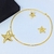 Kit Colar choker aro Liso + Par de Brincos Estrela do mar Antialérgico Folheado Ouro Dourado Luxo Preto Inspiraçao Blogueira luxo - loja online