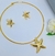 Kit Colar choker aro Liso + Par de Brincos Estrela do mar Antialérgico Folheado Ouro Dourado Luxo Preto Inspiraçao Blogueira luxo - loja online