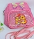 Bolsa Infantil Menina Mini Mochila de Costa Pequena com Bolso Ziper Desenho Capivara Gel com Glitter Lacinho Tendência