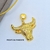Colar choker Aro liso elo Rigido com Pingente Cabeça de touro Boi folheado ouro dourado Lançamento 2025 luxo inspiração moda na internet