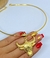 Colar choker Aro liso elo Rigido com Pingente Cabeça de touro Boi folheado ouro dourado Lançamento 2025 luxo inspiração moda - comprar online