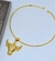 Colar choker Aro liso elo Rigido com Pingente Cabeça de touro Boi folheado ouro dourado Lançamento 2025 luxo inspiração moda - loja online