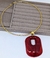 Colar Choker aro liso Rígido folheado ouro com Pingente pedra Madripérola retangular detalhe vazado Luxo Festa Tendência 2025 - Store LVO