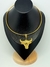 Colar choker Aro liso elo Rigido com Pingente Cabeça de touro Boi folheado ouro dourado Lançamento 2025 luxo inspiração moda na internet
