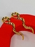 Kit Colar Corrente com Brincos Feminino Elos Português com Pingente Serpente Cobra Folheado a Ouro 18k