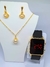 Kit Relógio Feminino Digital Led Quadrado Sports Watch + Conjunto Colar e Brincos Folheado Tendência - comprar online