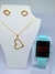 Kit Relógio Feminino Digital Led Quadrado Sports Watch + Conjunto Colar e Brincos Folheado Tendência - loja online
