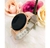 Kit Relógio Feminino Digital Led Redondo Luxo Rose Dourado + Colar Elo Português Coração Grande Liso Folheado Ouro Tendência - comprar online